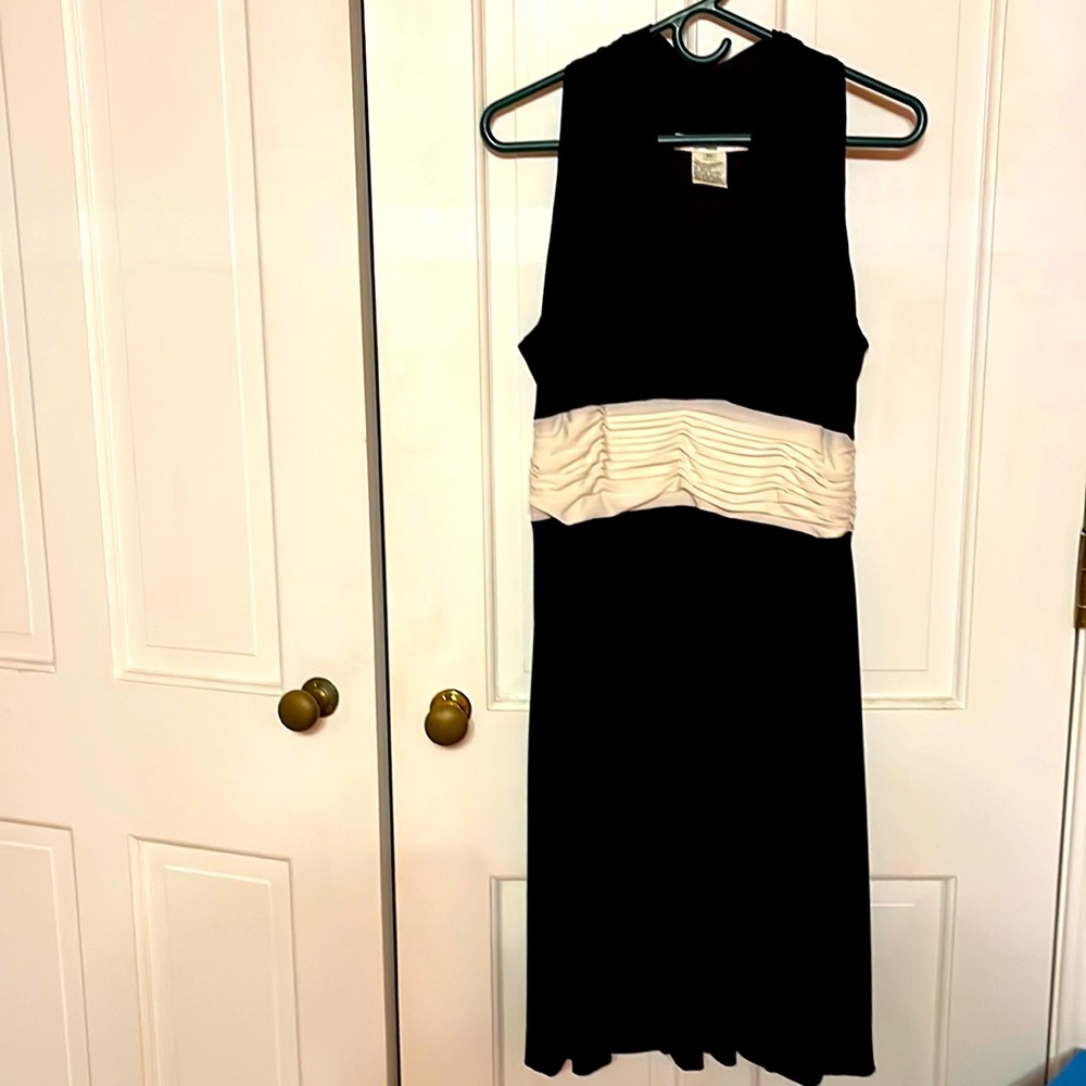 Black and cream cocktail dress.